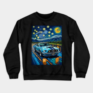 Mustang in starry night Crewneck Sweatshirt